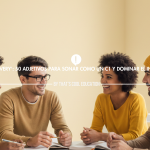 Estudiantes adultos en la academia de inglés en Hospitalet That's Cool practicando vocabulario avanzado nivel C1 en un ambiente dinámico.